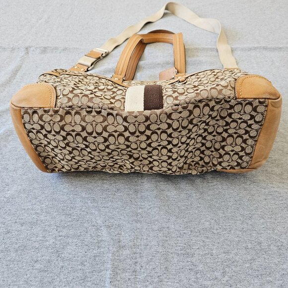 COACH Signature & Leather Messenger Bag 2-Way Travel Business Computer Authentic - Picture 4 of 9